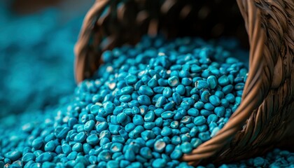 Obraz premium Blue Seeds Poured from Basket