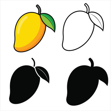 set vector illustration outline mango silhouettes	