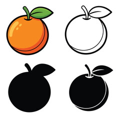 set vector illustration outline orange silhouettes	
