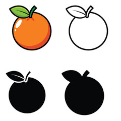 set vector illustration outline orange silhouettes	
