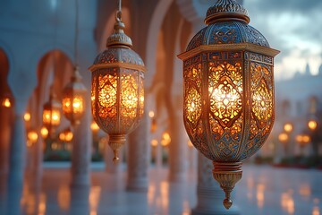 Vibrant Eid al-Fitr Celebration: Festive Decorations and Lights joy moon card Islam image stars     