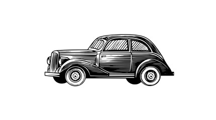 Obraz premium Classic engraved vector design of a vintage car suitable for tattoo art or graphic use