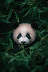 Fototapeta premium Panda Cub in Bamboo Forest