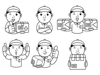 man courier cartoon character line art