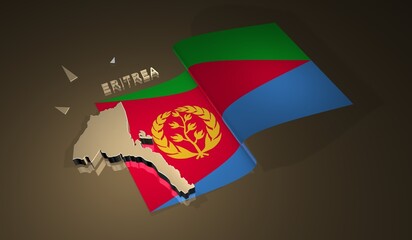 Eritrea Map and Flag 3d Illustration 2