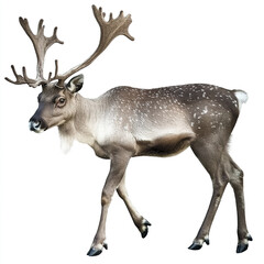 Obraz premium Reindeer isolated on white background with majestic antlers