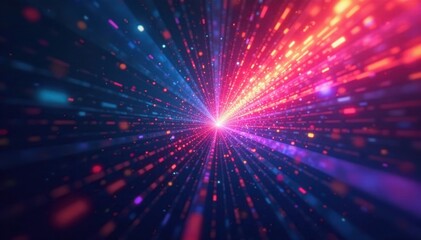 Naklejka premium Multicolored rays emanating, creating dynamic visual , technology, background