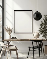 Modern Workspace with Empty Frame