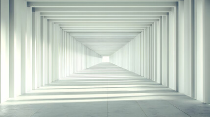 Obraz premium Abstract 3D White Tunnel Background Modern Geometric Architecture
