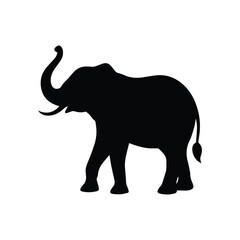 Elephant silhouette icon, isolated on white background. Vector illustration.