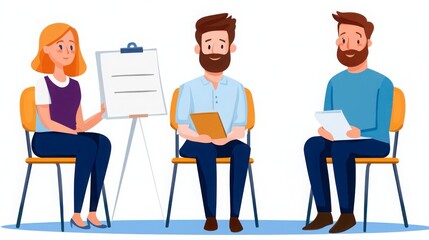 Three Professionals Engaging in a Collaborative Meeting Session