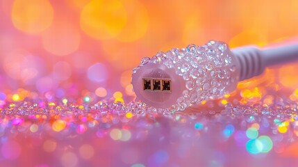 Colorful cable against a soft pink background showcasing modern technology and connectivity