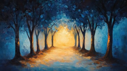 Naklejka premium Trees, oil painting, artistic background. art.