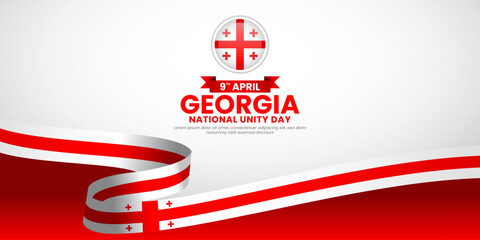 Georgia flag greeting card, banner background for Georgian national unity day or independence day