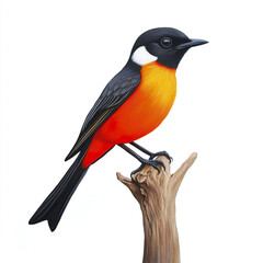 Scarlet Minivet perched on branch with vibrant plumage
