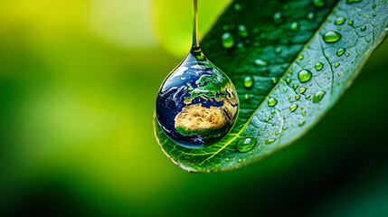 Earth reflected in a dewdrop
