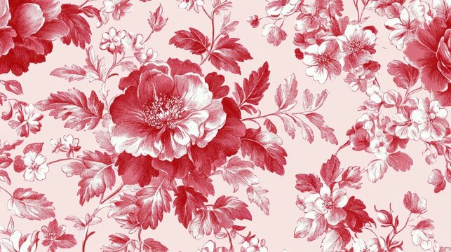 Toile de jouy vintage floral pattern featuring delicate florals wildflowers and romantic motifs. pattern.