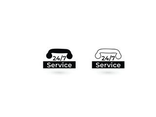 247 Service Icon Vector Illustration With a Call Center or Telephone Icon