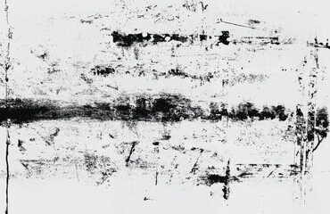 Distressed black and white grunge texture with scratches and splatters, ideal for overlays and backgrounds.
