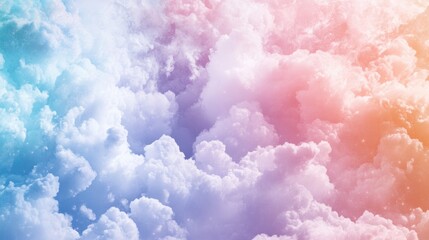 Fototapeta premium Beautiful fluffy clouds painted with varying vibrant pastel colors