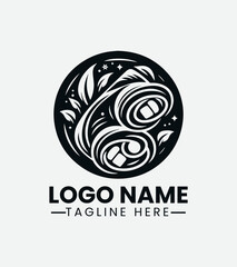 Spring Roll Logo Design, Asian Spring Roll Logo, American Spring Roll Logo