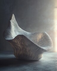 A large white bowl sits on a gray cement floor, perfect for use in still life photography or as a prop