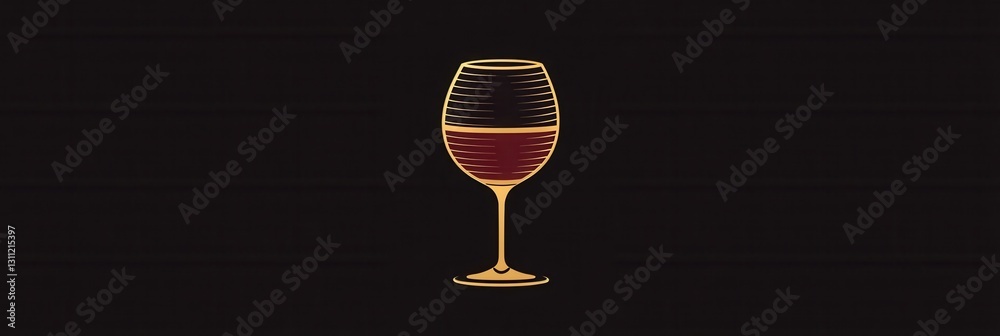 Poster elegant wine glass logo featuring minimalist design with abstract lines in deep red and gold for sop
