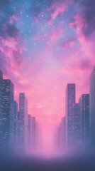 Obraz premium Pastel Pink Cityscape at Dusk