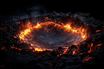 Volcanic Crater, Burning, Earth