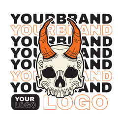 Human head skull surrounded by chains	
