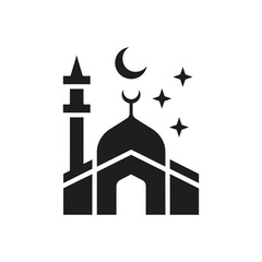 Mosque with Crescent Moon Icon
