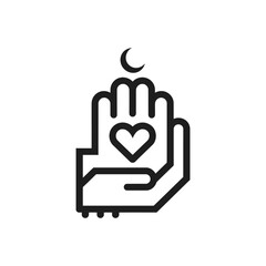 Obraz premium Hand Holding Heart Crescent Icon