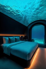 Fototapeta premium Underwater Hotel Room, Ocean View