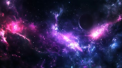 Fototapeta premium Beautiful galaxy filled with bright colors and celestial bodies
