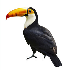 Colorful toucan with vibrant beak isolated on white background