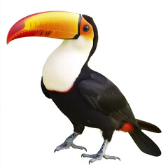 Obraz premium Colorful toucan with vibrant beak isolated on white background
