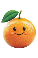 Isolated Cute Orange with Smiling Face and rosy Cheeks