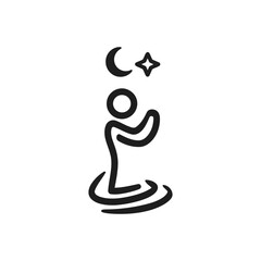 Fototapeta premium Prayer Silhouette Crescent Icon