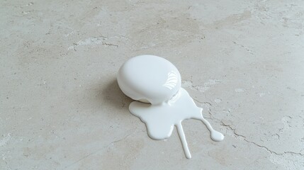 Melted white sphere on light-grey surface.