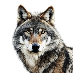 Obraz premium Wolf isolated on white background, showcasing its intense gaze