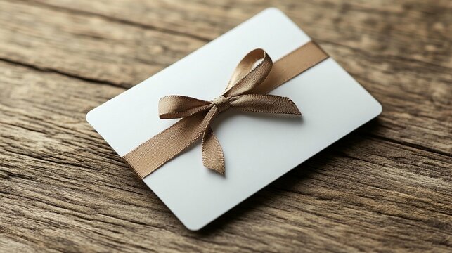 Gift Card with Ribbon on Wood