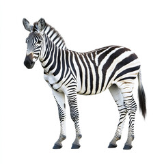 Obraz premium Zebra standing isolated on white background