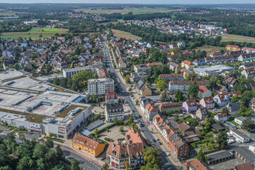 Fototapeta premium Stein an der Rednitz am südwestlichen Stadtrand von Nürnberg im Luftbild