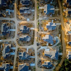 Aerial view of a residential housing development under construction