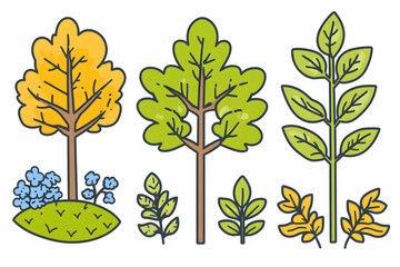 Obraz premium Autumn trees and plants illustration