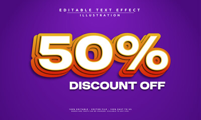 Obraz premium Editable text effect with a bold 50% Discount. Eye-catching, modern, and easy to customize for sales, banners, and more.