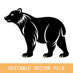 Bear with flowers, berries, leafy branches, stars, dots