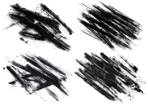 Set of black scribbles, isolated on transparent cutout background - Powered by Adobe