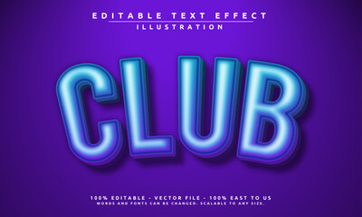 Fototapeta premium Editable text effect with a stylish Club. Modern, bold, and easy to customize for party flyers, banners, and more.