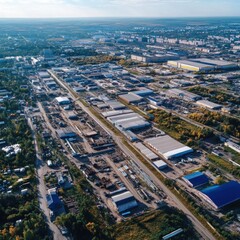 Aerial view of a residential housing development under construction